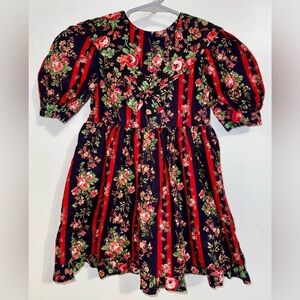 Vintage little star Floral Kids Dress - Red and Black size 4